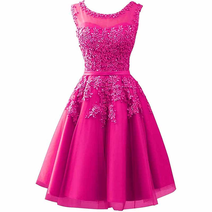 Women's Evening Dresses with Appliques Elegant Ball Gown Bridesmaid Dresses Short Party Dress