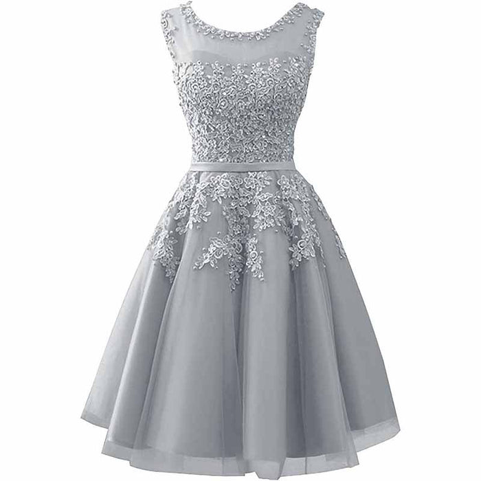 Women's Evening Dresses with Appliques Elegant Ball Gown Bridesmaid Dresses Short Party Dress