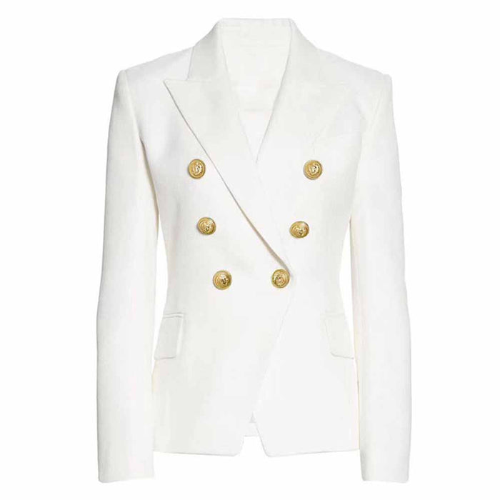 Women's Fitted Golden Lion Buttons Blazer Colored Coat