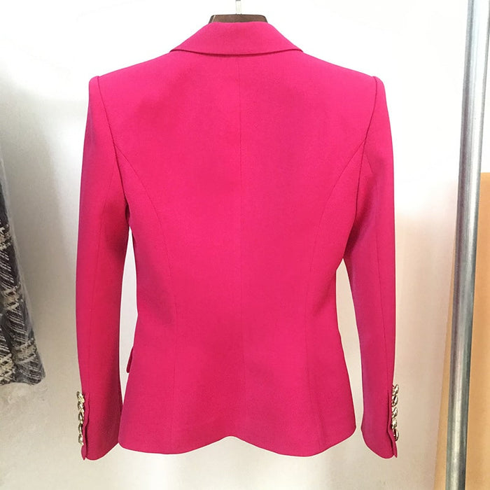 Women's Fitted Silver Lion Buttons Fitted Jacket Fashion Rosy Blazer
