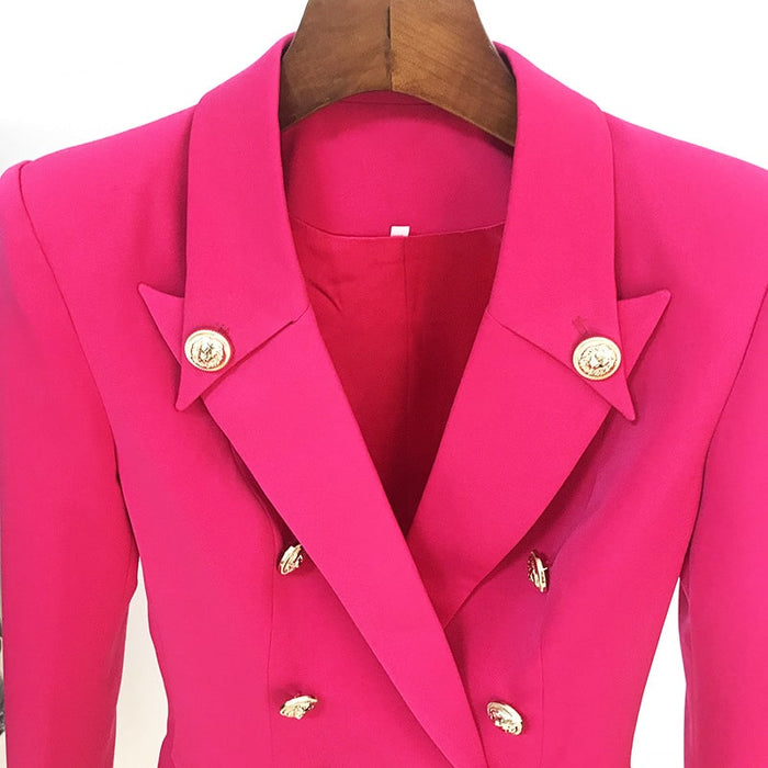 Women's Fitted Silver Lion Buttons Fitted Jacket Fashion Rosy Blazer