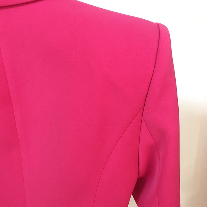 Women's Fitted Silver Lion Buttons Fitted Jacket Fashion Rosy Blazer
