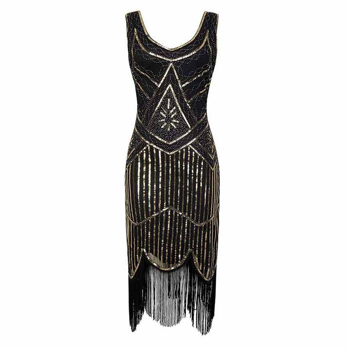 Women's Flapper Dresses 1920s Beaded Fringed Great Gatsby Dress