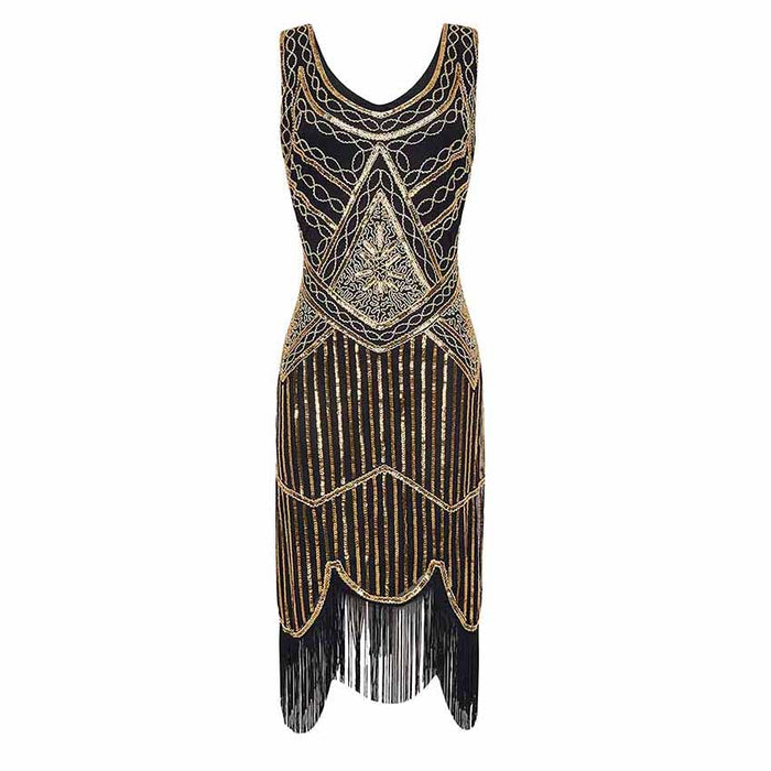 Women's Flapper Dresses 1920s Beaded Fringed Great Gatsby Dress