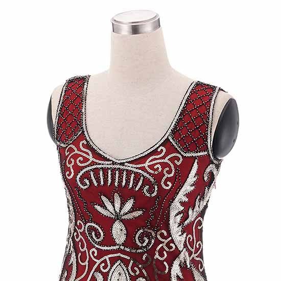Women's Flapper Dresses 1920s V Neck Beaded Fringed Great Gatsby Dress