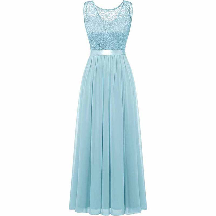 Women's Floral Lace Bridesmaid Dress A-line Swing Party Dress Short/Long Length