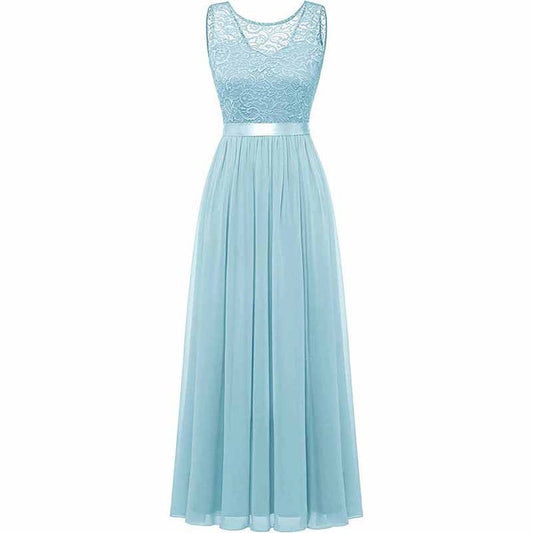 Women's Floral Lace Bridesmaid Dress A-line Swing Party Dress Short/Long Length