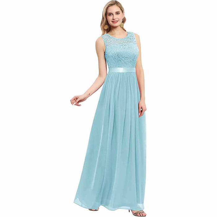 Women's Floral Lace Bridesmaid Dress A-line Swing Party Dress Short/Long Length