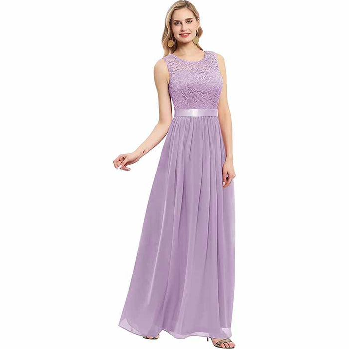 Women's Floral Lace Bridesmaid Dress A-line Swing Party Dress Short/Long Length