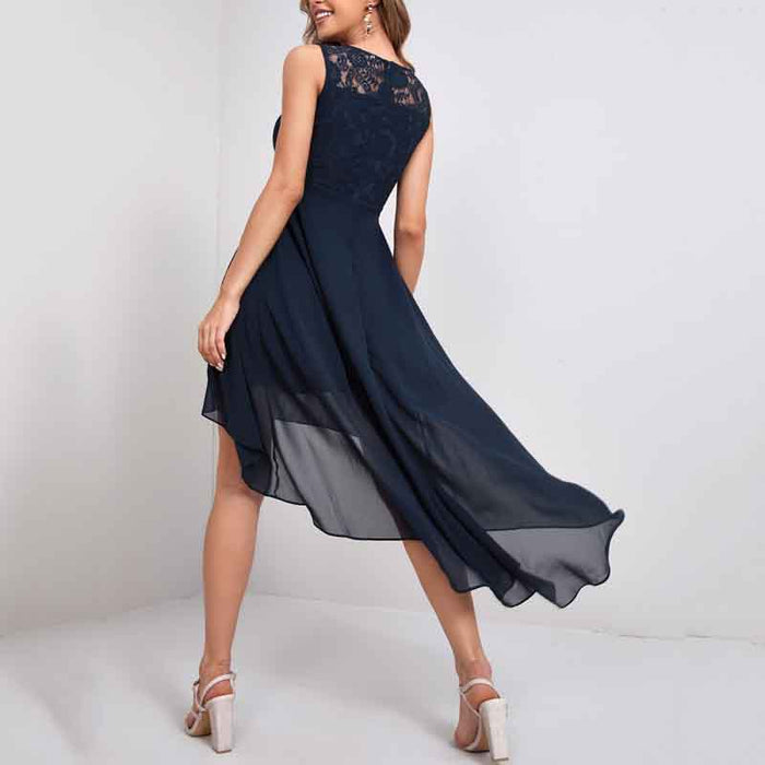 Women's Floral Lace Chiffon Bridesmaid Dress High low Party Dress