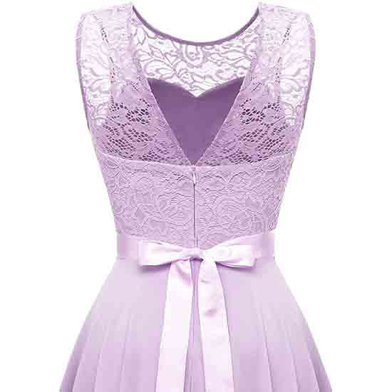 Women's Floral Lace Chiffon Bridesmaid Dress High Low Swing Party Dress