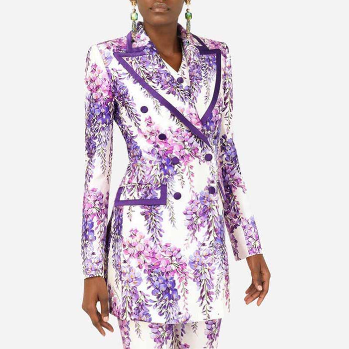 Women's Floral Pants Suit Two Pieces Flower Printed Fashionable Set