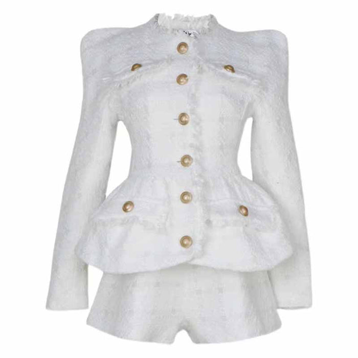 Womens Formal Skirt Two Piece Suit + Mini Skirt Fashion Set Long Sleeves
