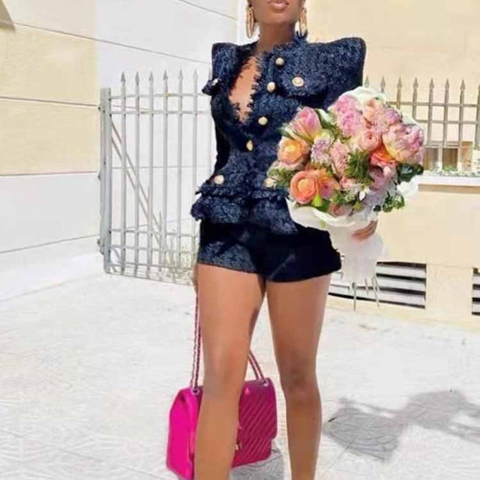 Womens Formal Skirt Two Piece Suit + Mini Skirt Fashion Set Long Sleeves