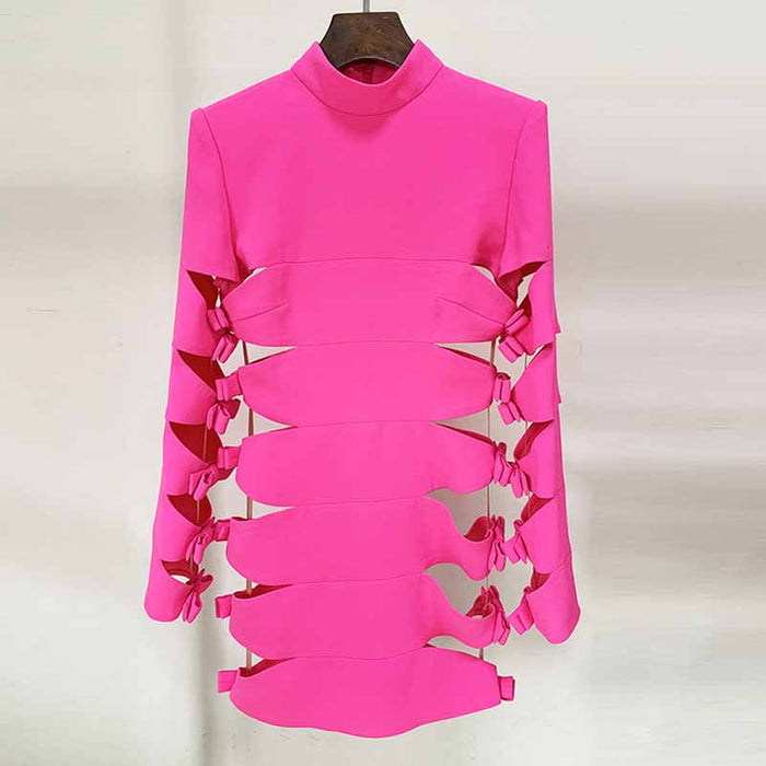 Women's Fuchsia Hollowed Minidress