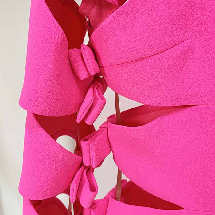 Women's Fuchsia Hollowed Minidress