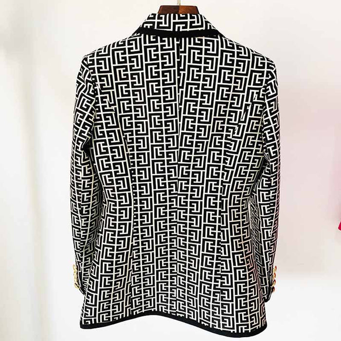 Women's Geometric Coats Monogrammed Blazer Outwear