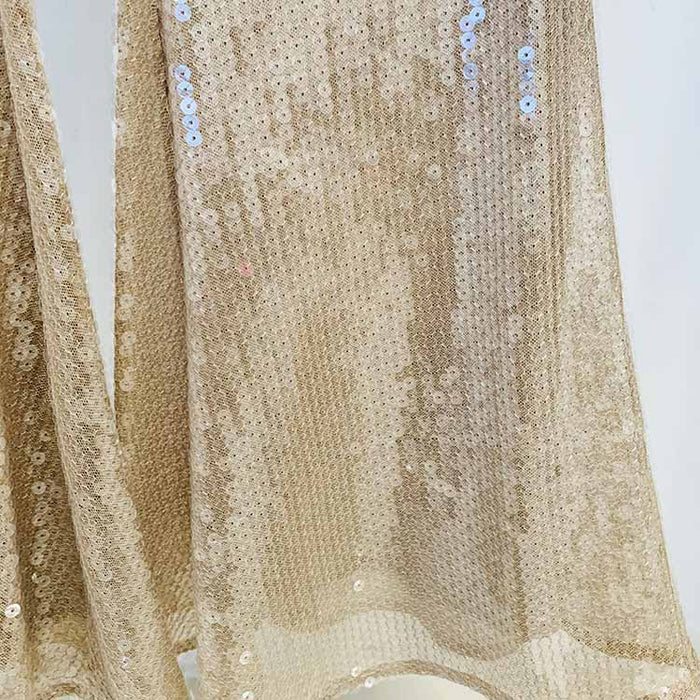 Womens Gold Bling Gold Party Pants Sparkle Sequin Stretch Mesh Flared Pants
