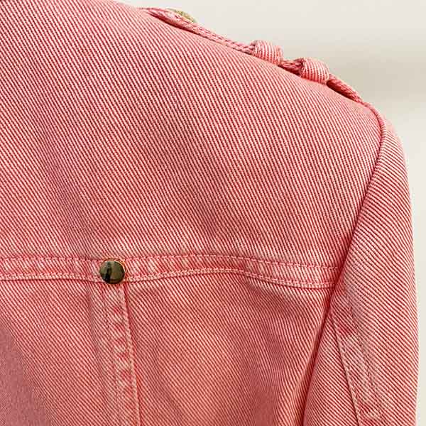 Women's Golden Lion Buttons Belted Denim Biker Jacket Coat Pink