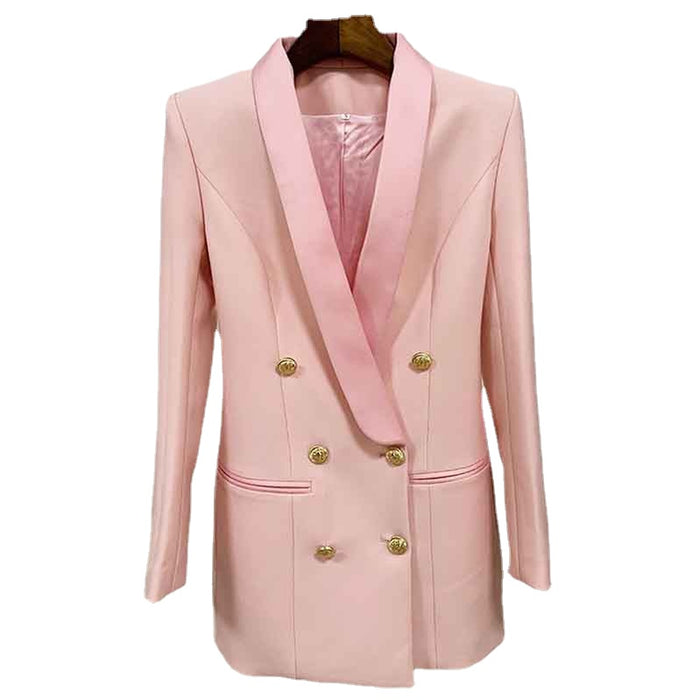 Women's Golden Lion Buttons Blazer Style V Neck Mini Dress