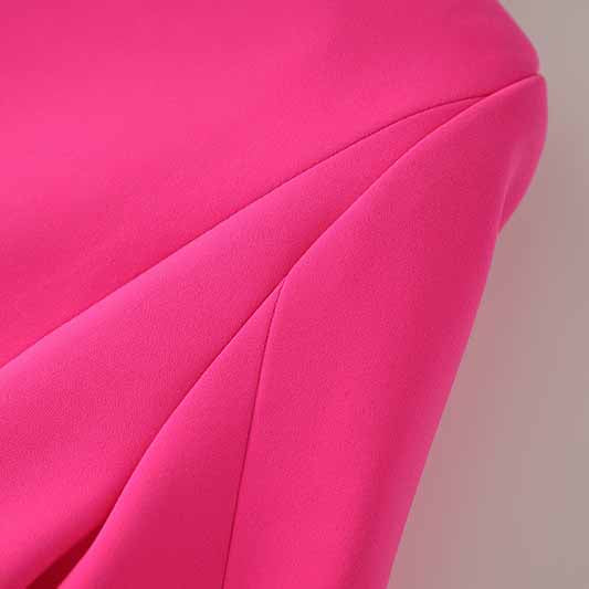 Women's Golden Lion Buttons Hot Pink Skirts Blazer Suit Jacket + High Waist Skirts Suit