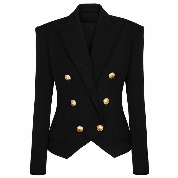 Women's Golden Lion Buttons Loose Fitted Blazer Jacket Lavender/ Ivory/ Black