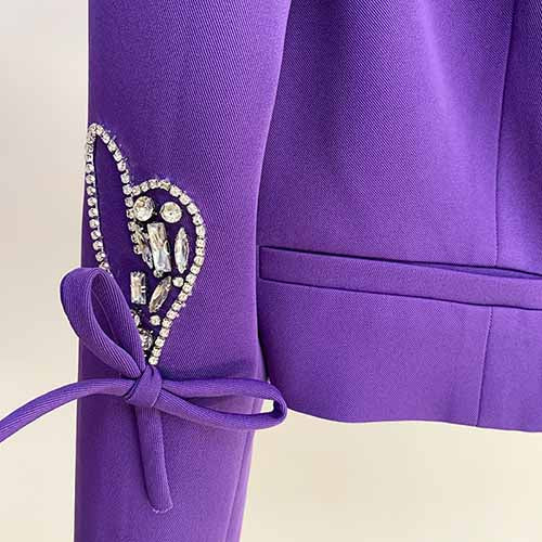Women's Heart Jewellery and Bows Decoration Short Loose Fit Blazer Jacket Coat