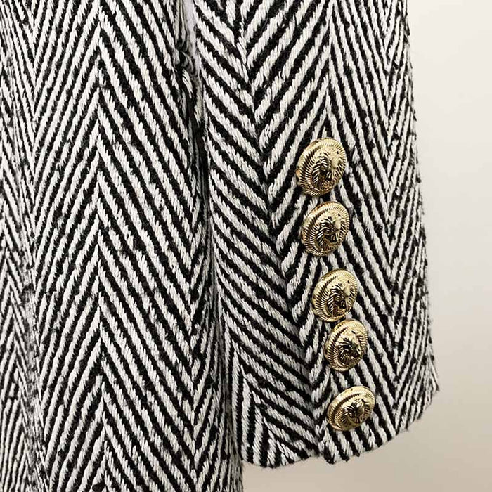 Women's Herringbone Coat Double Breasted Fashion Coats