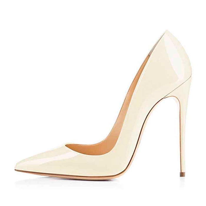 Elegant sd-hk women's high heel party pumps in glossy ivory color for stylish evening wear