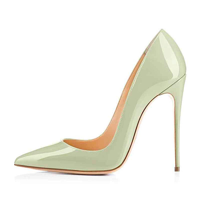 Stylish mint green women's high heel party pumps with a sleek pointed toe design