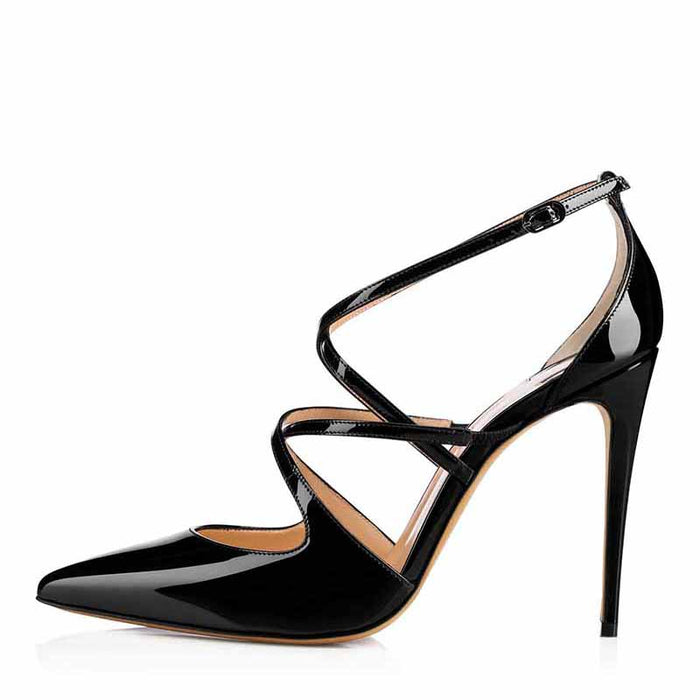 Womens High Heels Pointed Toe Pumps Crossed Strap Stilettos Bridal Shoes