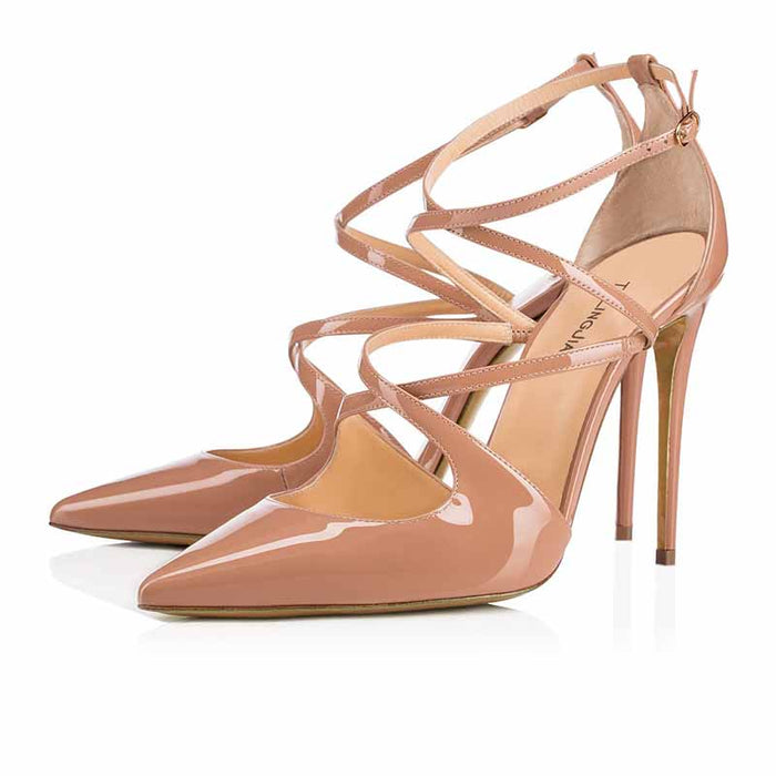 Womens High Heels Pointed Toe Pumps Crossed Strap Stilettos Bridal Shoes