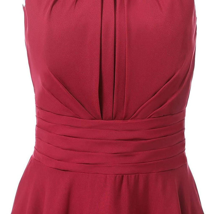 Women's High Low Chiffon Bridesmaid Dress Halter Short Wedding Guest Dress
