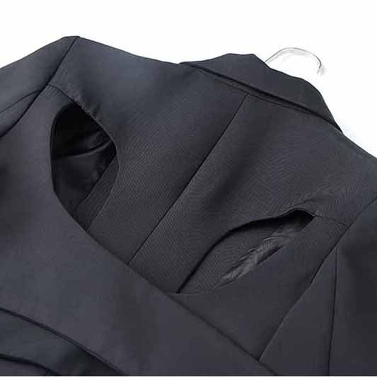 Women's Hollow Out Blazer Long Sleeve One Button Lace Up Back Jacket