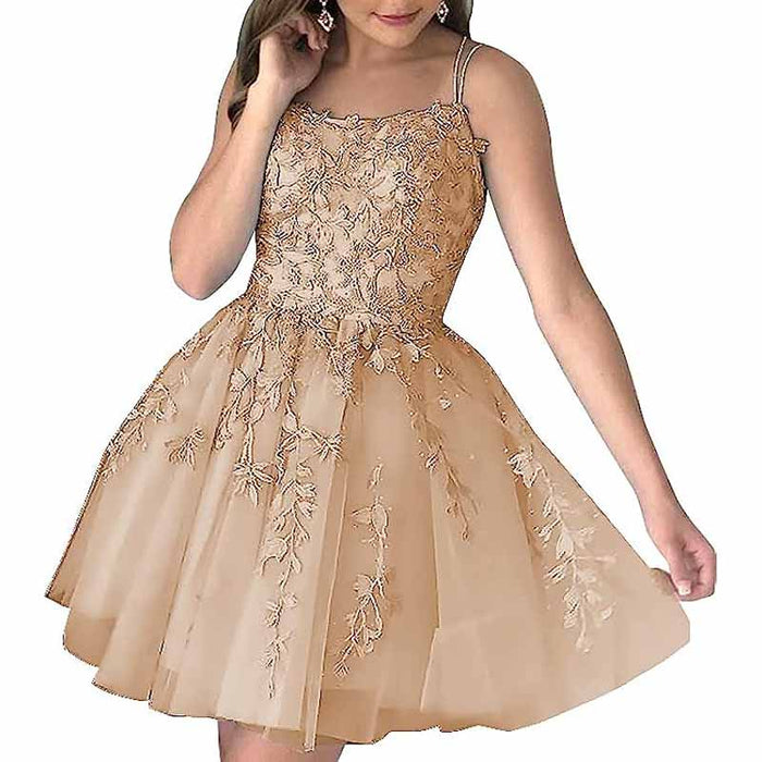 Women's Homecoming Dresses Short Prom Dress Lace Appliques Teens Party Gowns