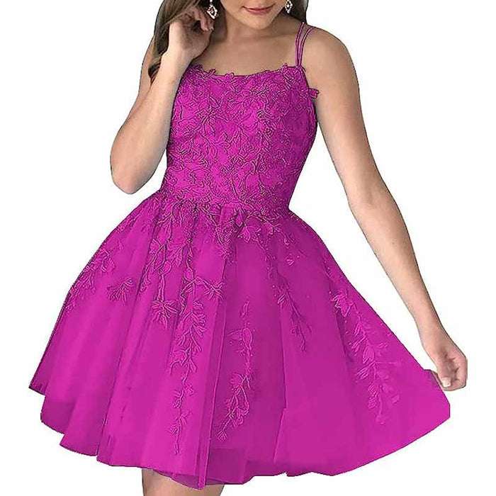 Women's Homecoming Dresses Short Prom Dress Lace Appliques Teens Party Gowns