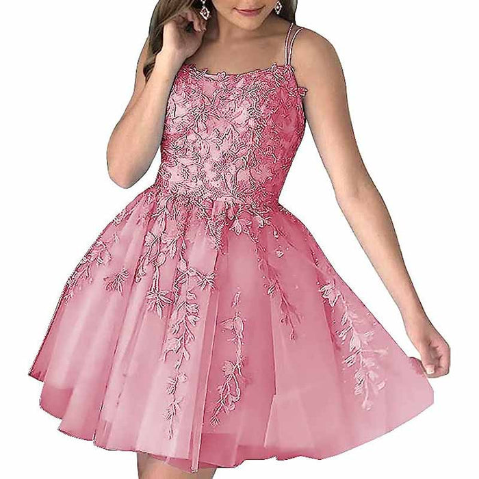 Women's Homecoming Dresses Short Prom Dress Lace Appliques Teens Party Gowns