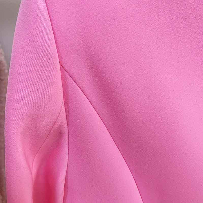 Womens Hot Pink Pantsuit Blazer + High Waist Nine-Point Suit Pants