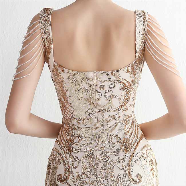 Women's Illusion Embroidery Elegant Mermaid Evening Dress S-4XL