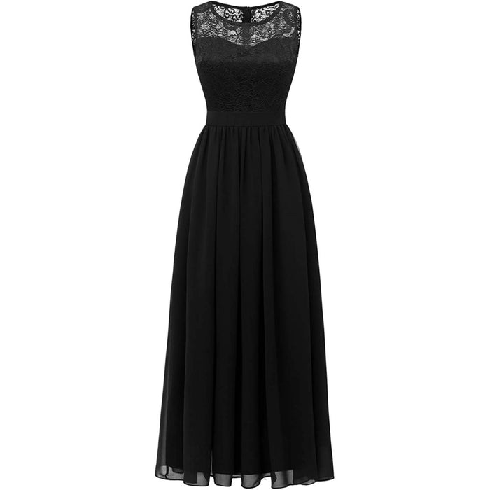 Women's Lace Chiffon Bridesmaid Dress Sleeveless Formal Wedding Party Dress