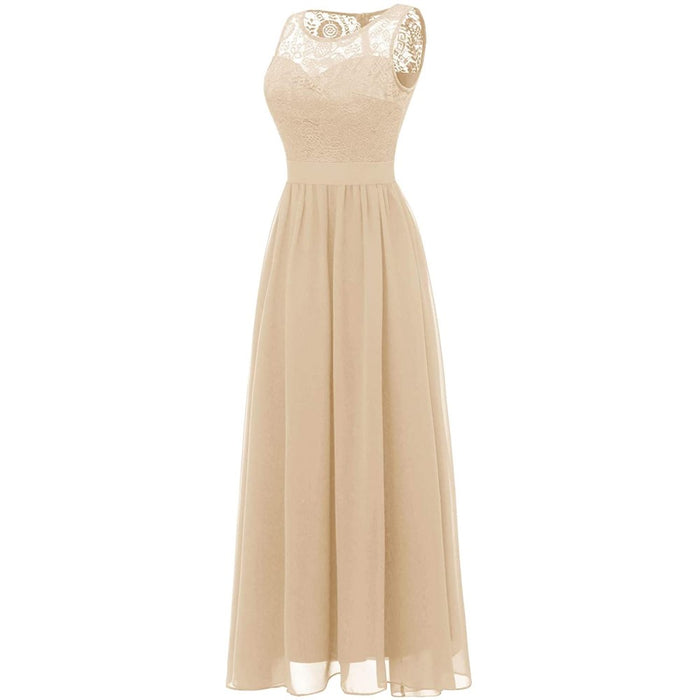 Women's Lace Chiffon Bridesmaid Dress Sleeveless Formal Wedding Party Dress