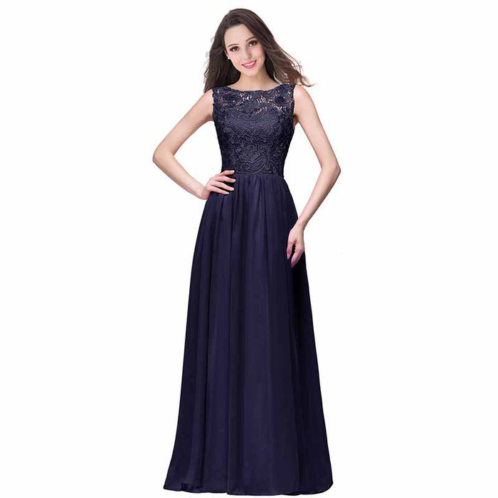 Women's Lace Chiffon Bridesmaid Dress Sleeveless Formal Wedding Party Dress