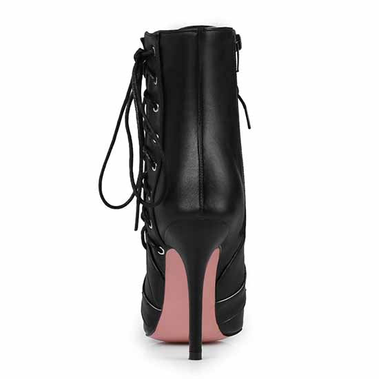 Women's Lace-up Ankle Boots Heeled Short Plus Size Boot