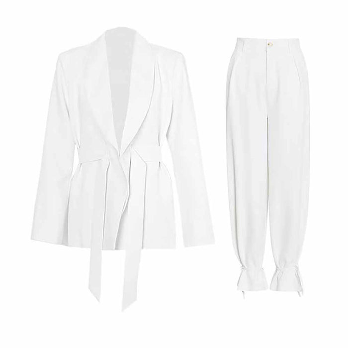Women's Lace Up Suits High Waisted Two Pieces Pantsuit Colors Black Pink White