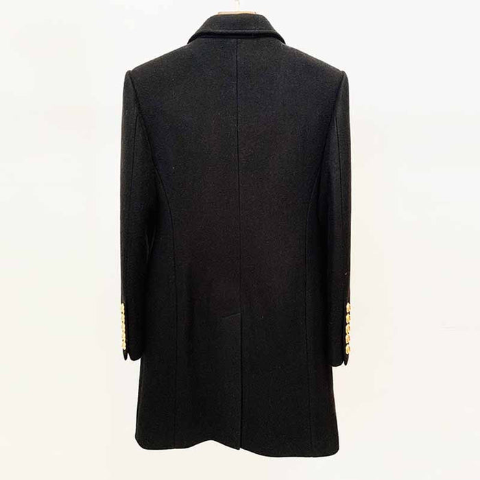 Women's Lapel Double Breasted Belted Mid Long Outwear Winter Coat