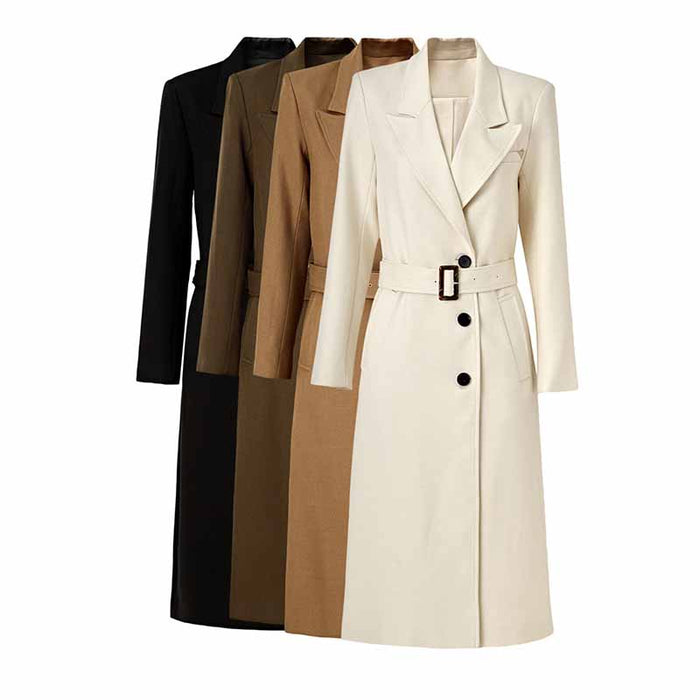 Women's lassic Coat Long Windbreaker Coat Single Breasted Belted Coat
