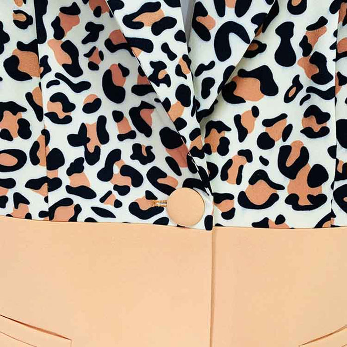 Women's Leopard Print Trousers Suit 2 Piece Animal Print Pant Suit