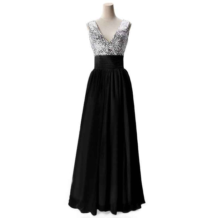 Women's Long Formal Sequin Chiffon Evening Prom Dress
