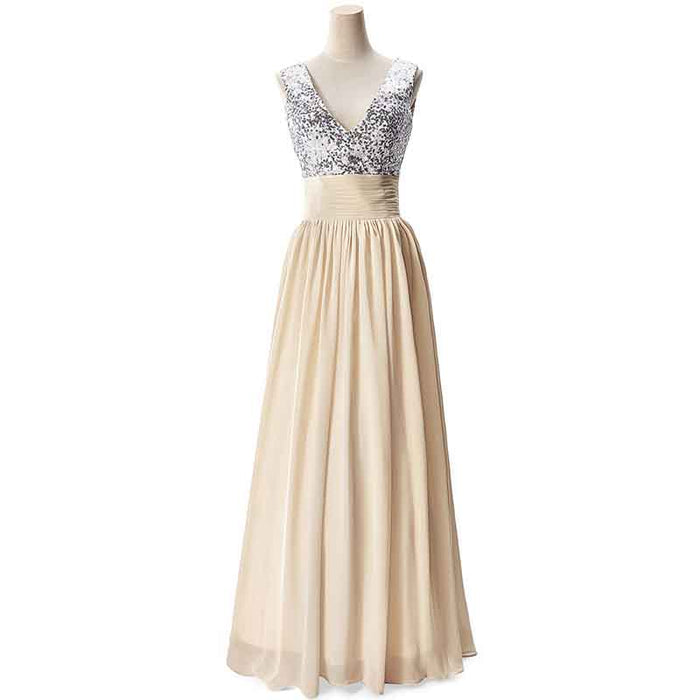 Women's Long Formal Sequin Chiffon Evening Prom Dress