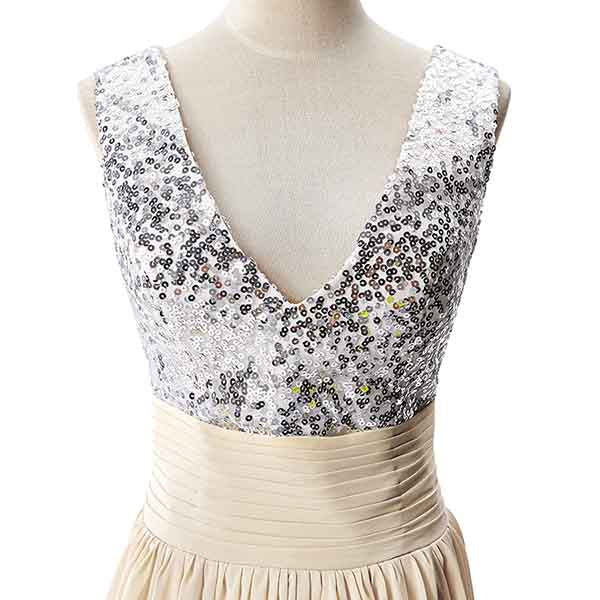 Women's Long Formal Sequin Chiffon Evening Prom Dress